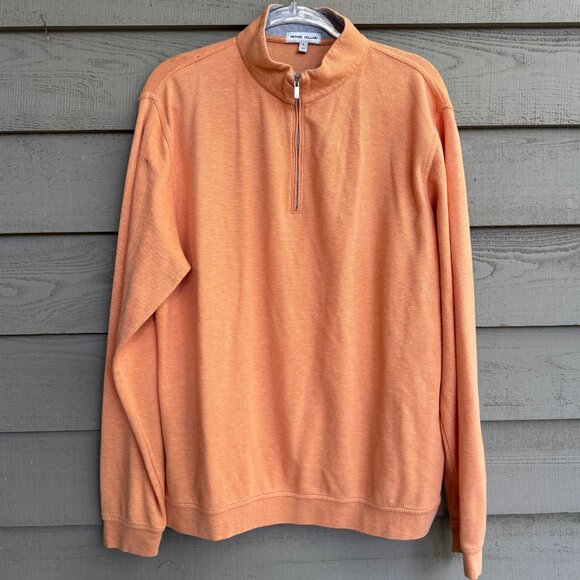 Peter Millar Men’s 1/4 Zip Pullover | Orange Heather | Size Large - Picture 1 of 8